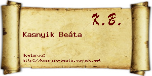 Kasnyik Beáta névjegykártya