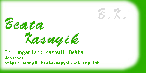 beata kasnyik business card