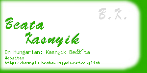 beata kasnyik business card